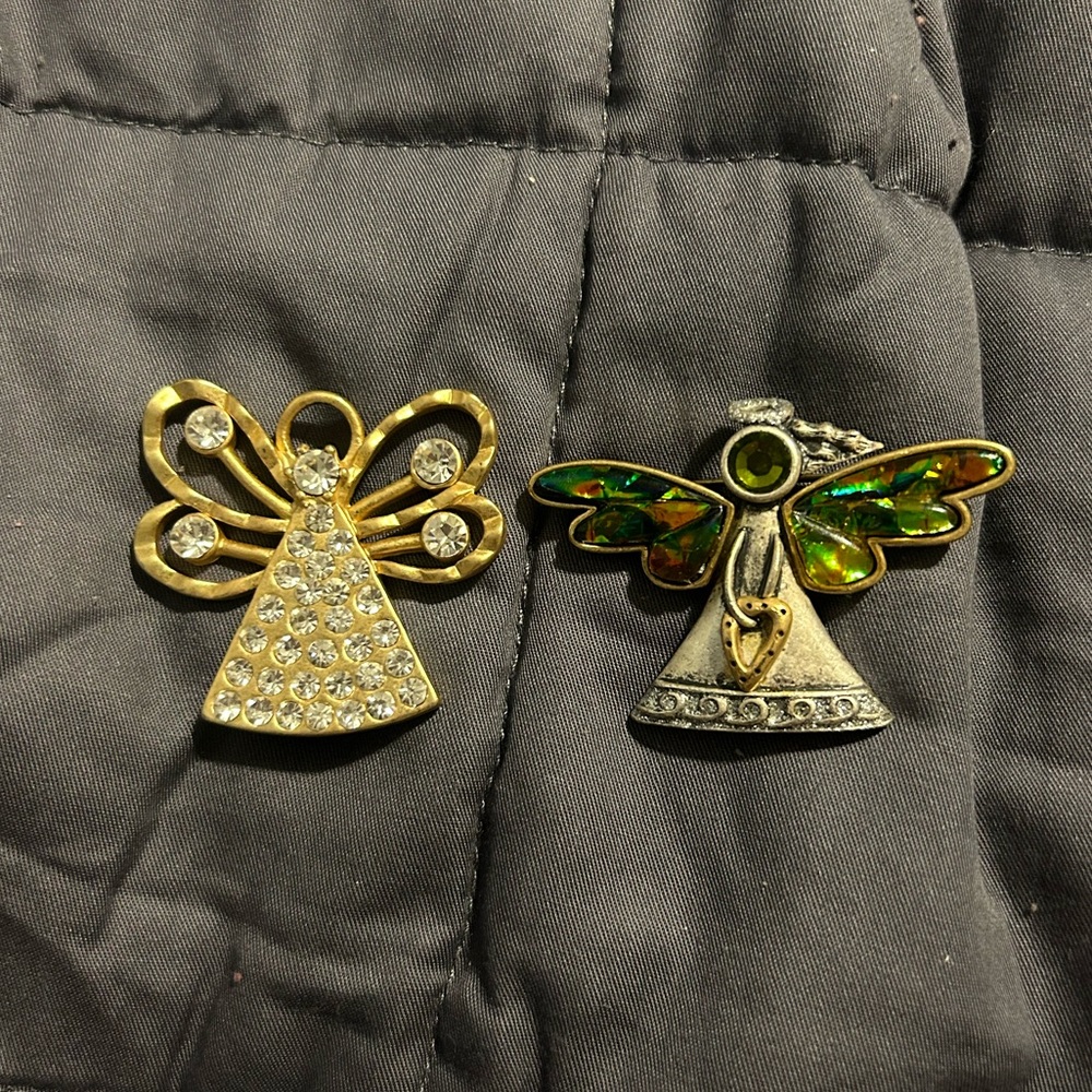 Bundle of 2 Vintage Chicos Angel Brooches